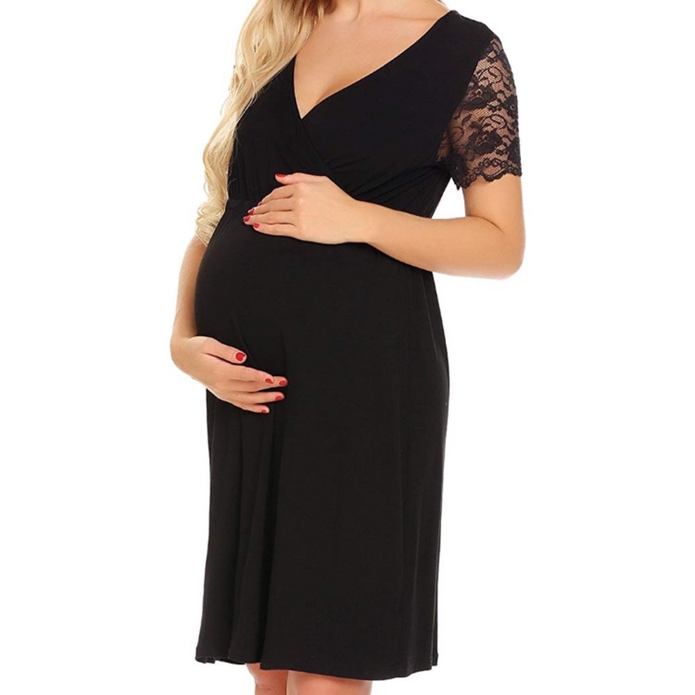 Grey Nursing Breastfeeding night gown Pajamas